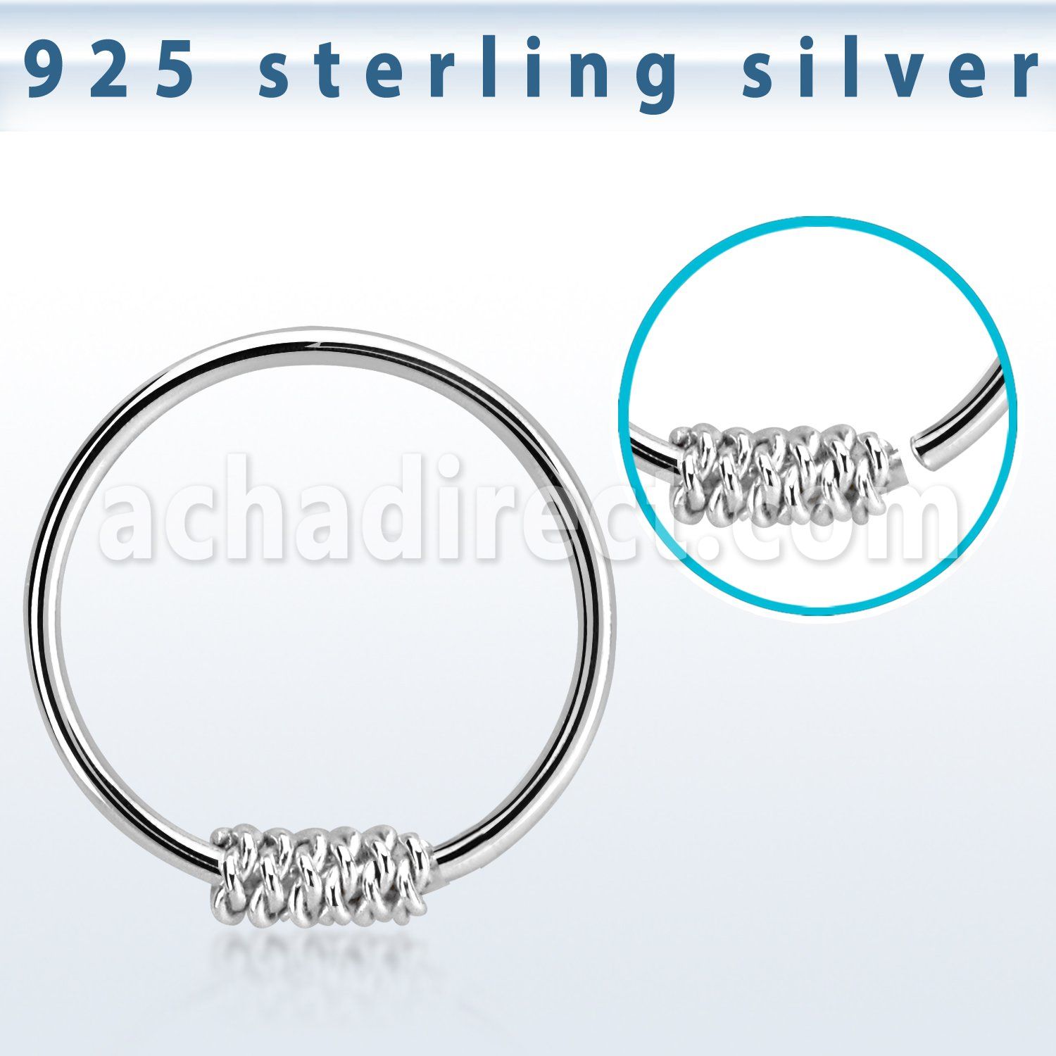 hr21 silver seamless nose hoop w twisted wire design