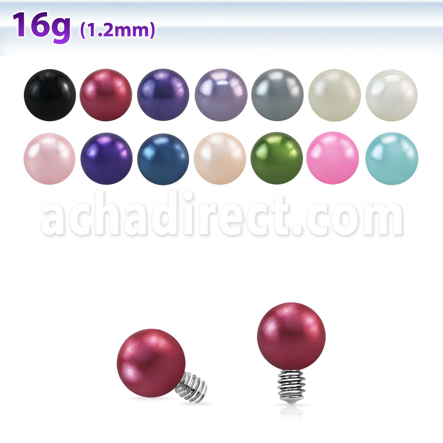 idpr3 3mm faux pearl ball dermal anchor top w resin cover