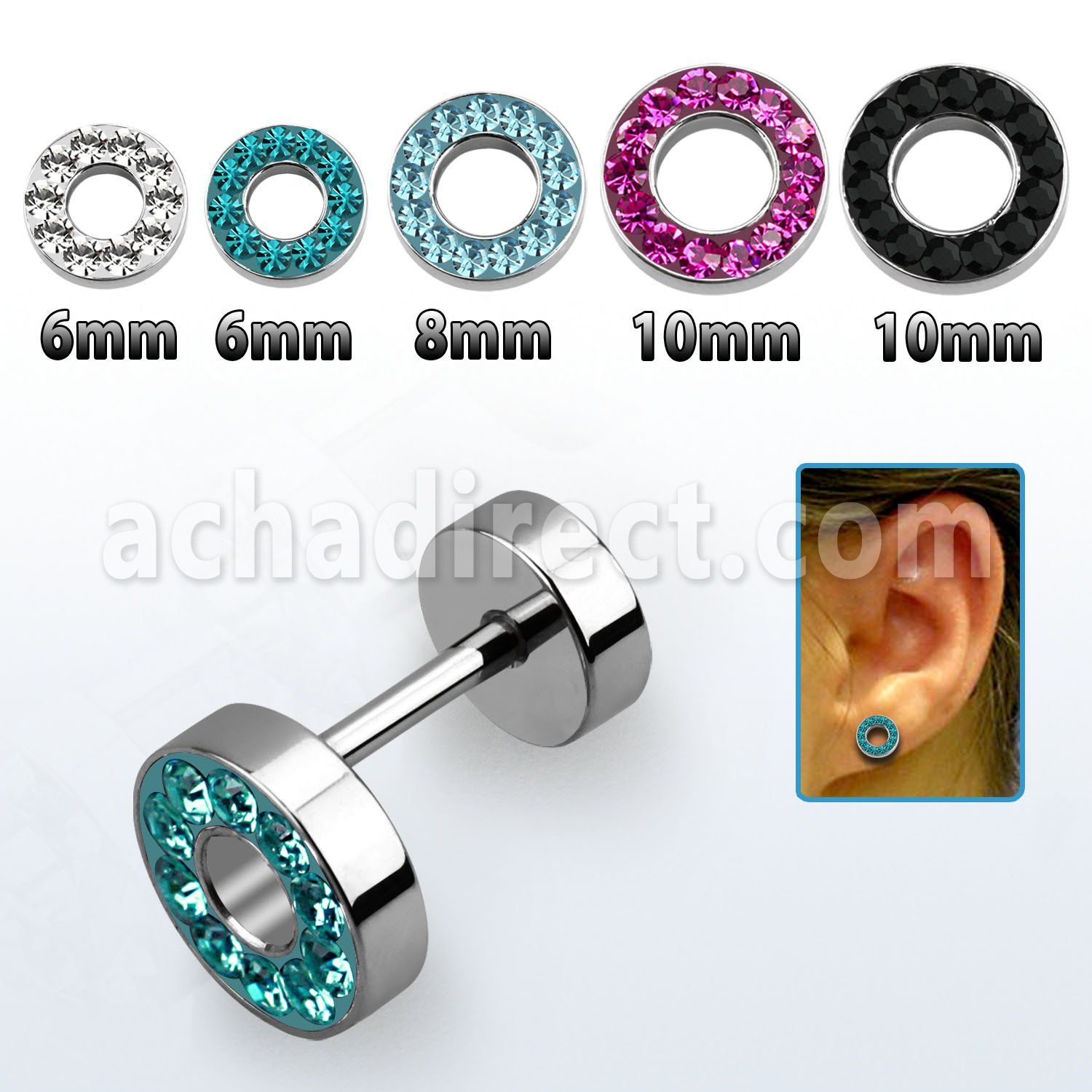 iff high polished 316l steel fake flesh tunnel w ferido rim