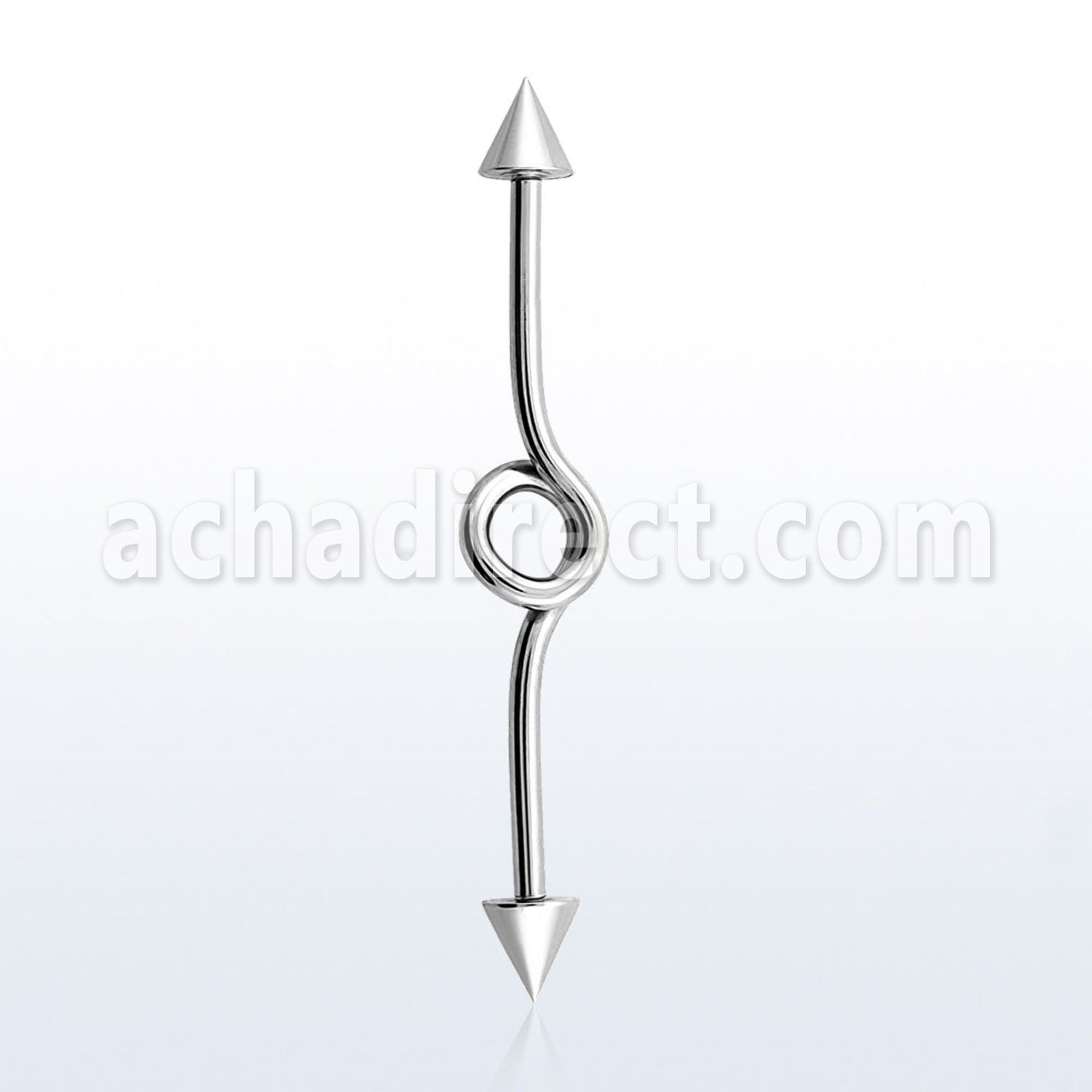 inbcn5 316l steel industrial loop barbell with two 5mm cones