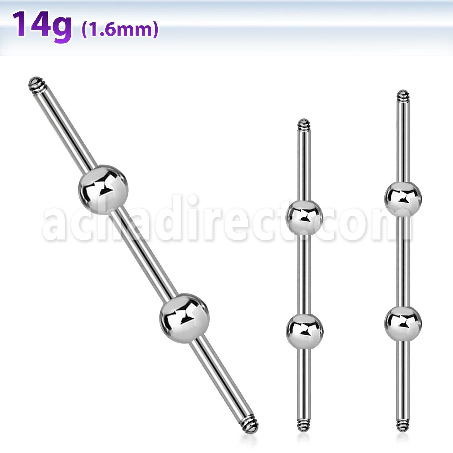 insh3 surgical steel industrial barbell post with center balls