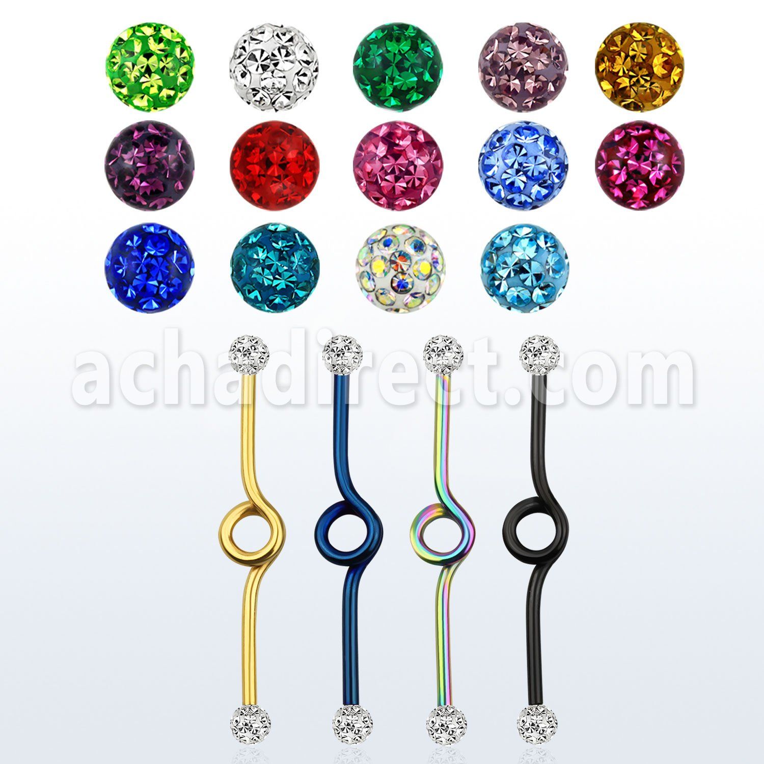 intbfr5 anodized steel industrial loop barbell w ferido balls
