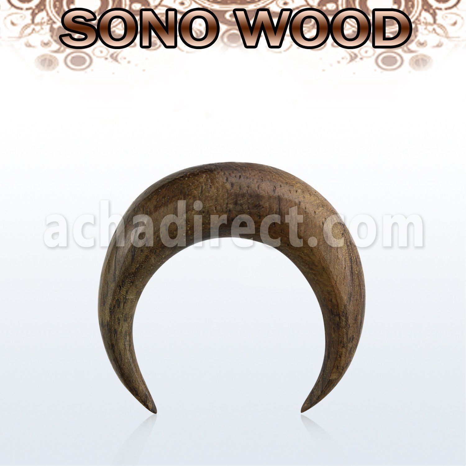 ipbw brown sono wood ear or septum pincher size 3mm 12mm