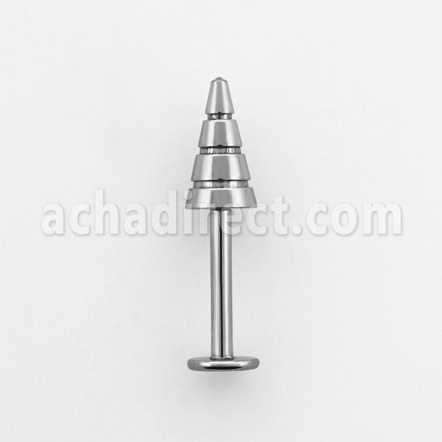 lbcn4b 16g 316l steel labret with 4mm ridged drill cone
