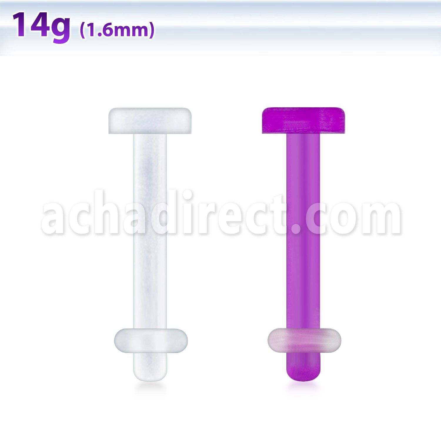 lbrt14 flexible acrylic 1 6mm labret retainer