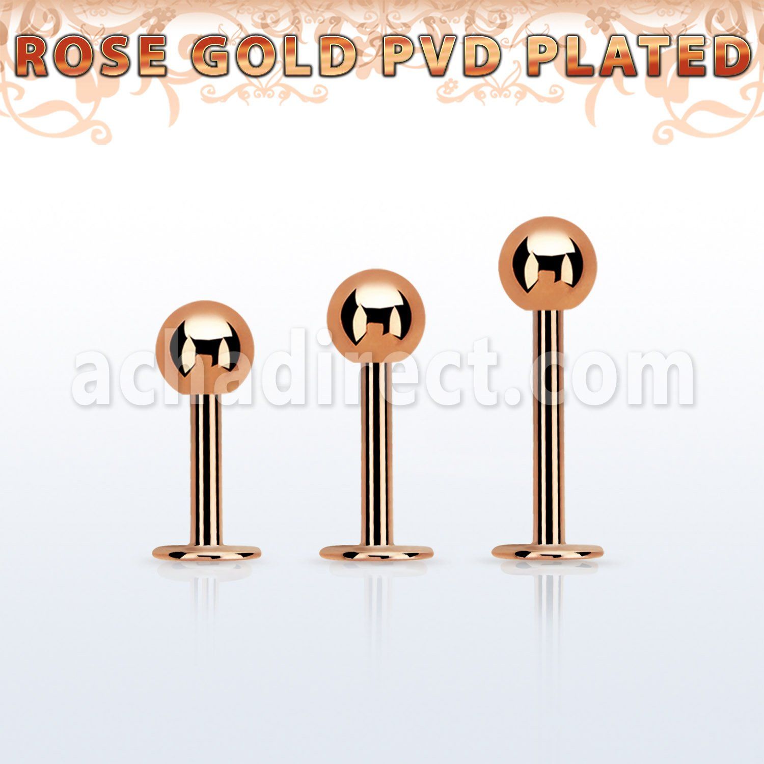 lbttb4s rose gold steel labret with a 4mm ball