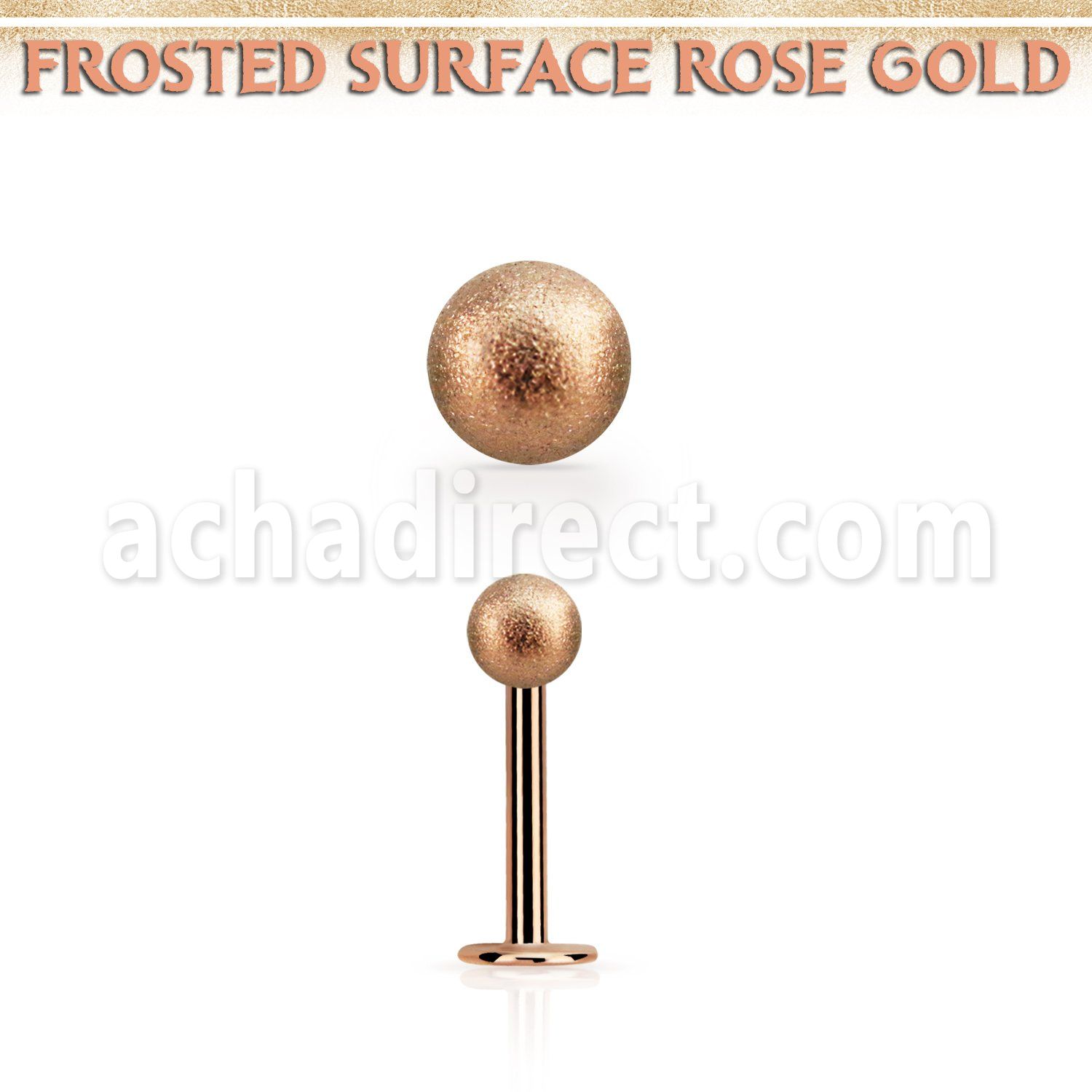 lbttfo4s rose gold plated steel labret w 4mm frosted steel ball