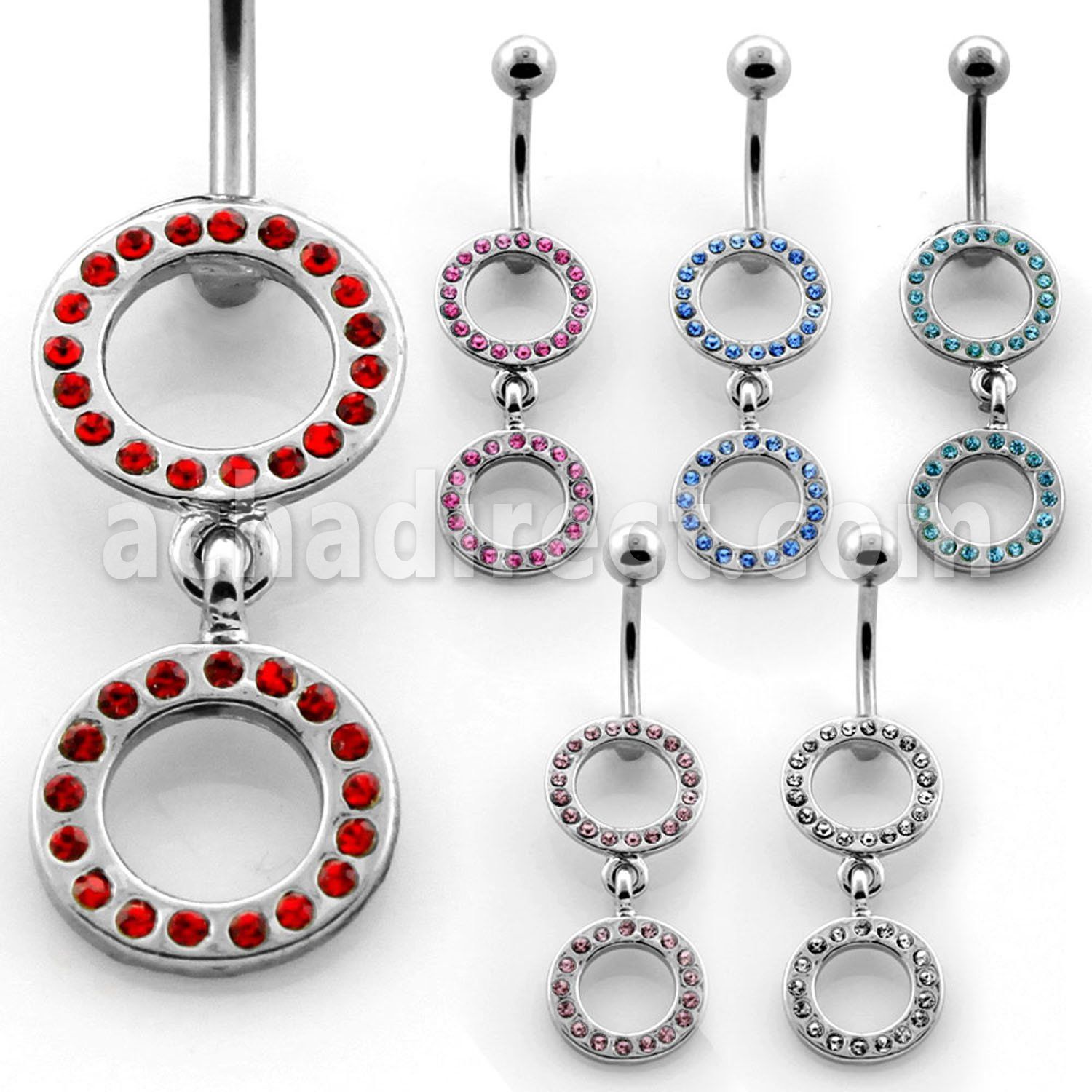 mcd2rd 316l steel belly banana with dangling crystal disk