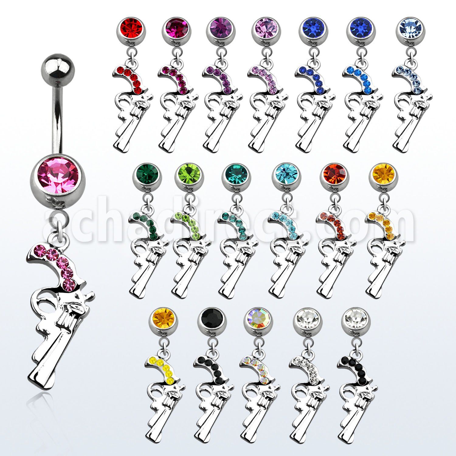 mcd358 316l steel belly banana with jewel ball crystal pistol