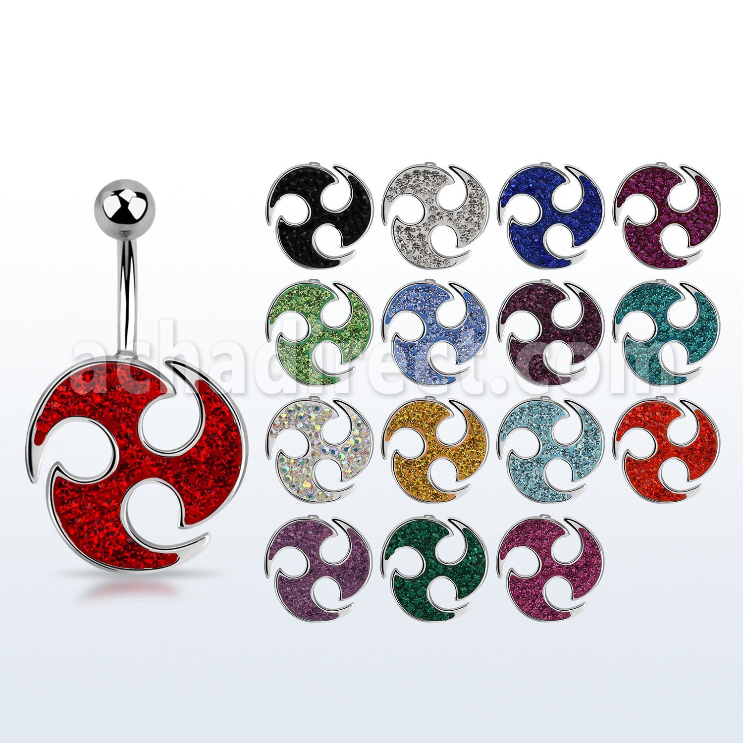 mcd371 steel belly banana w ferido glued crystal triskelion