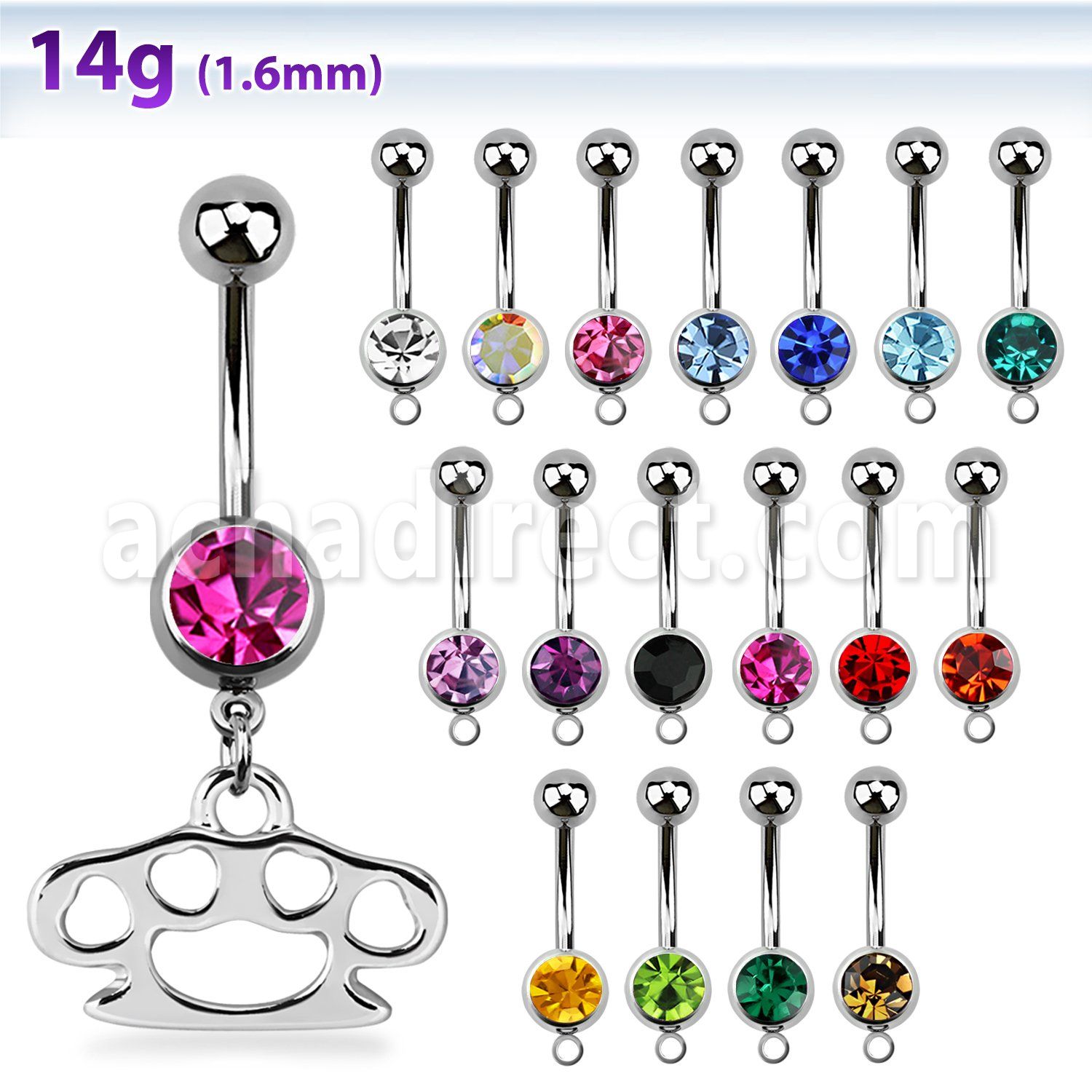 mcd376 316l steel belly banana w bezel ball dangling knuckle
