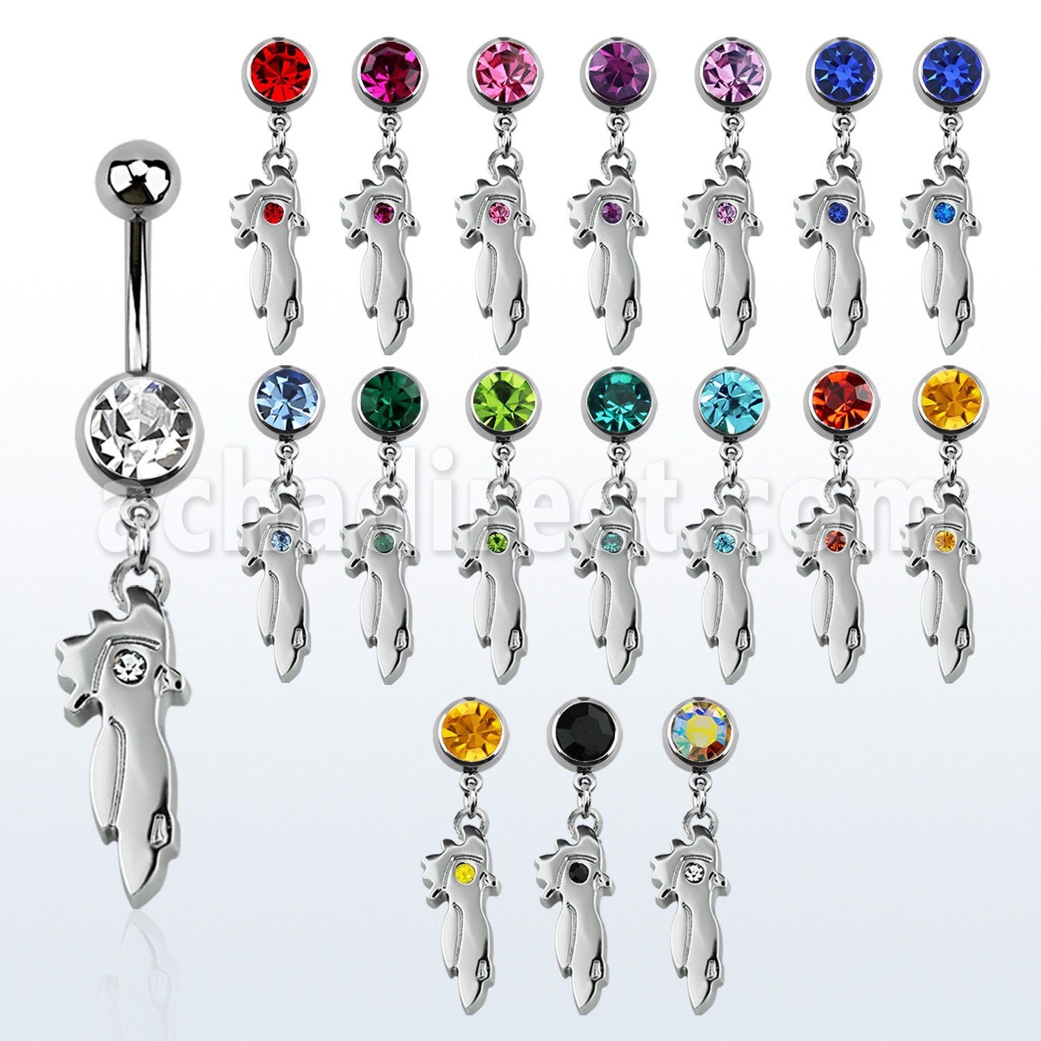 mcd464 316l steel belly banana w jewel ball dangling parrot