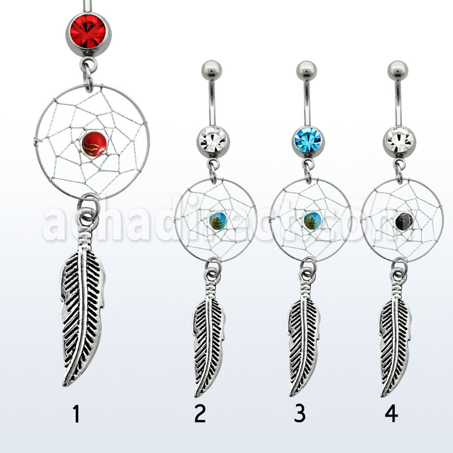 mcd524 316l steel belly banana w dreamcatcher w painted ball