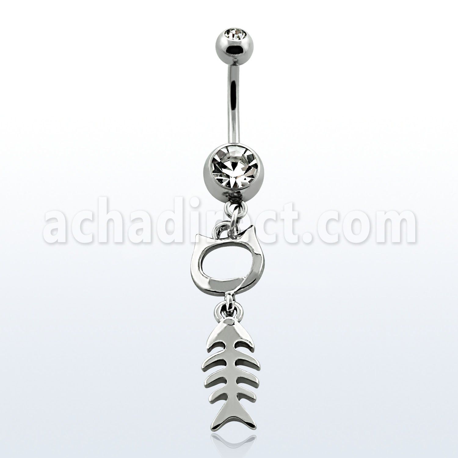 mcd546 316l steel belly banana with jewel ball fish skeleton