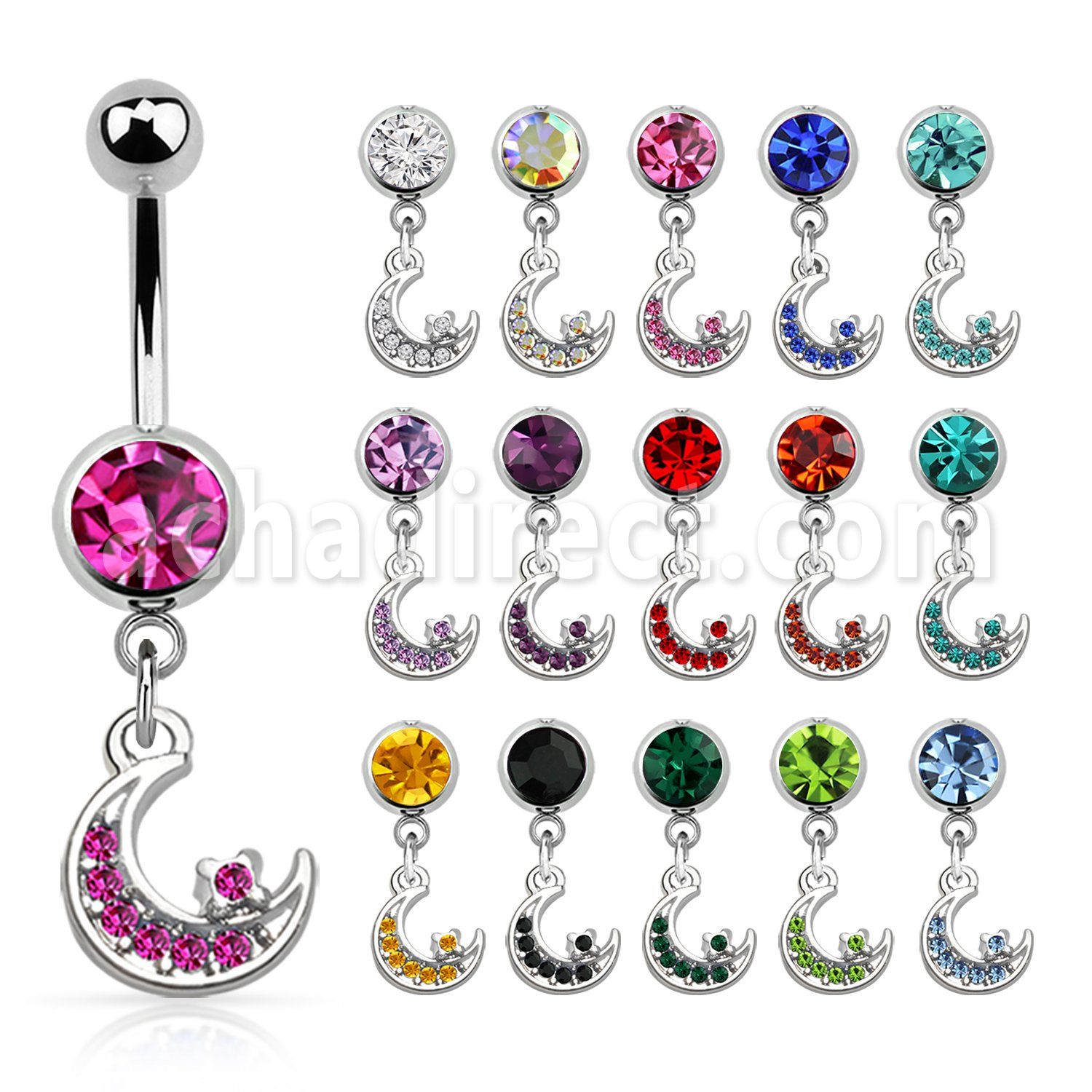 mcd734 steel belly banana w dangling moon w crystals