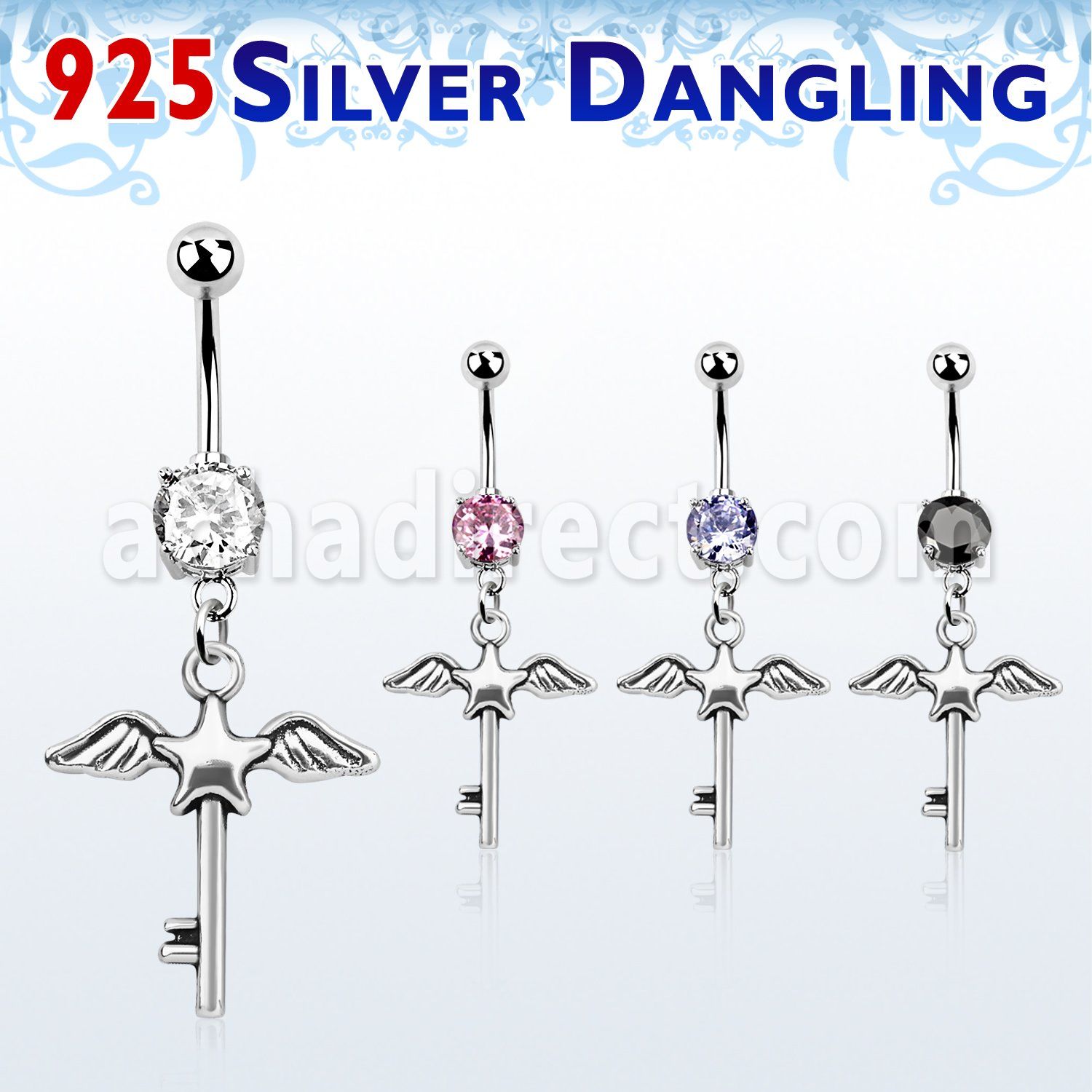 mcdvd3 belly banana w dangling silver star key w wings