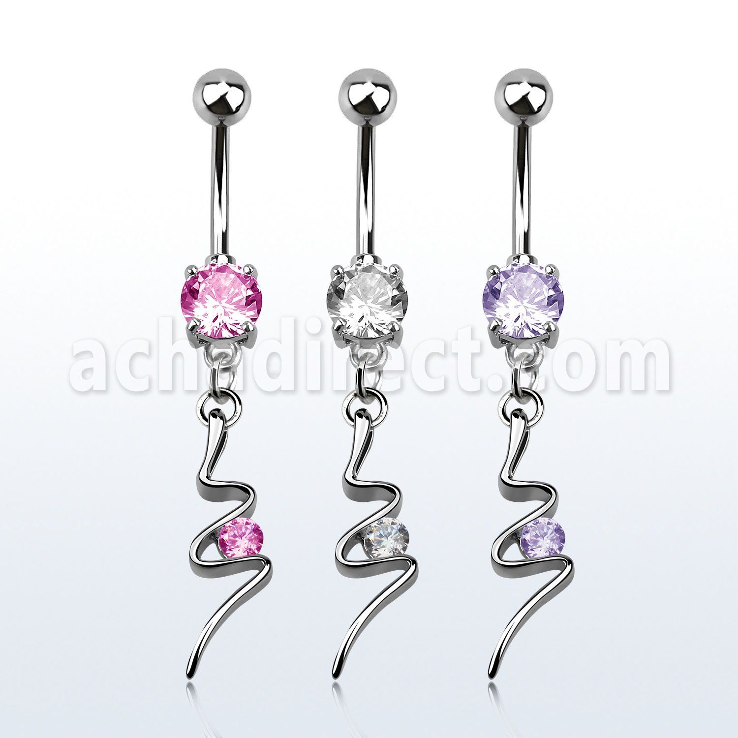 mcdz13 316l steel belly banana w prong cz swirl w round cz