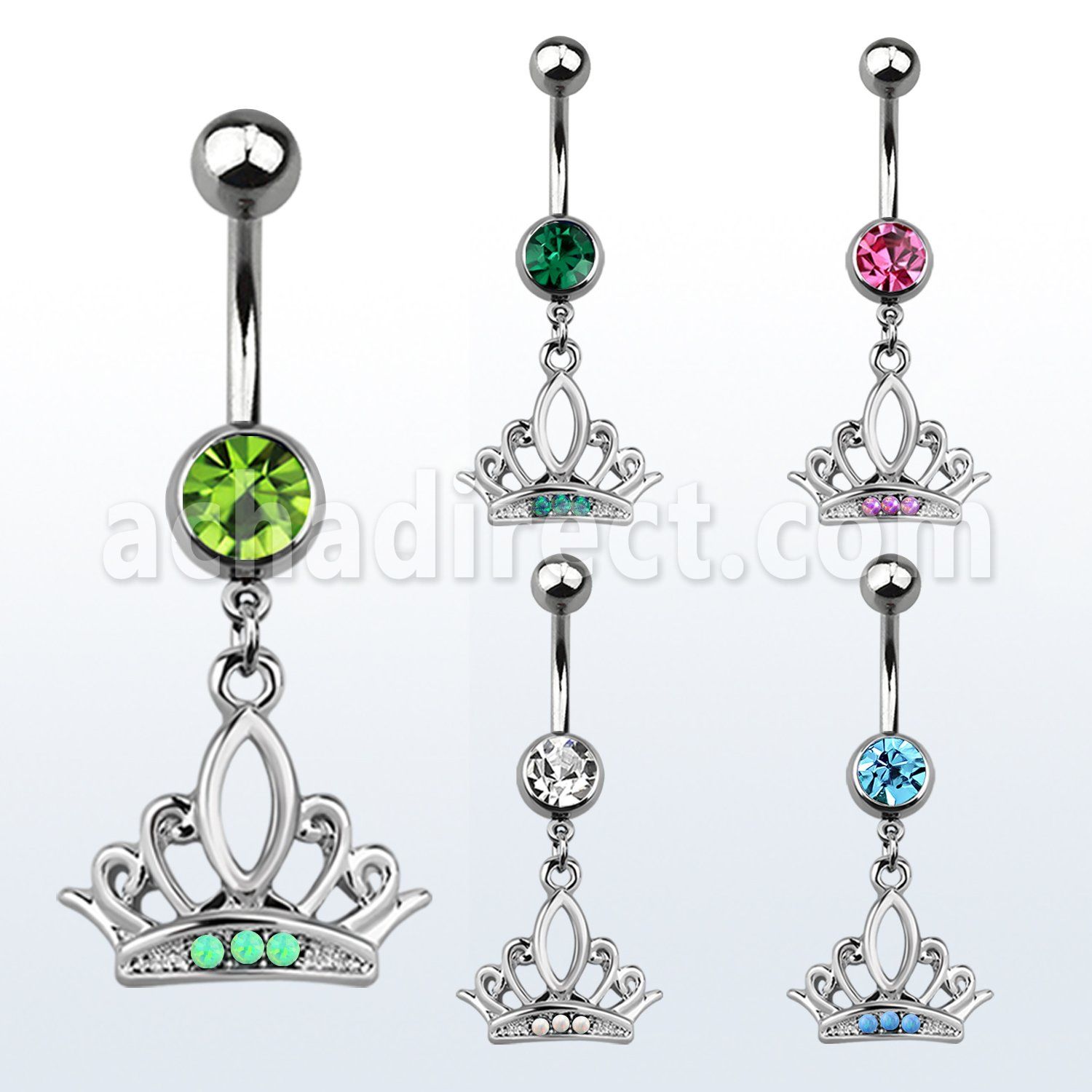 mcop649 steel belly banana w synthetic opal studded crown 