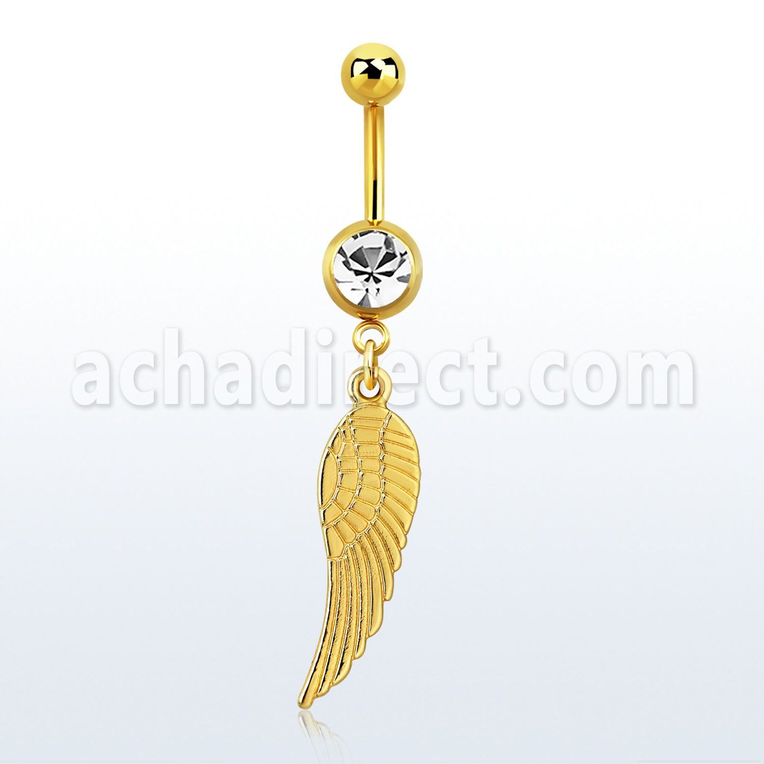 mdk584x gold pvd plated belly banana w dangling bird wing
