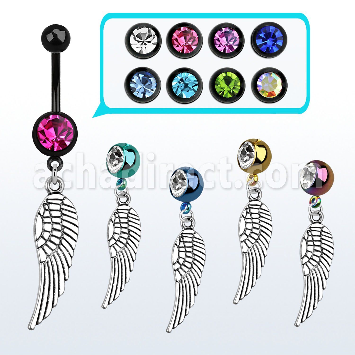 mdk653 pvd 316l steel belly banana w dangling plain bird wing