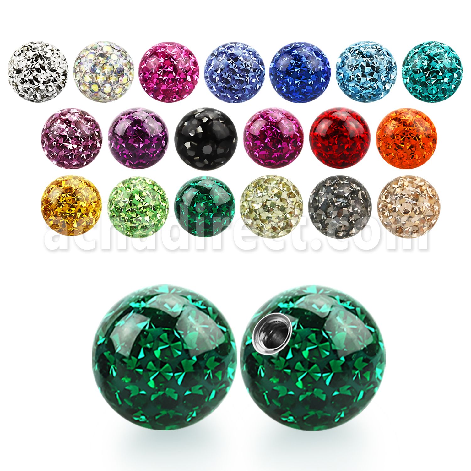 mfr8 8mm multi crystal ball with resin cover threading