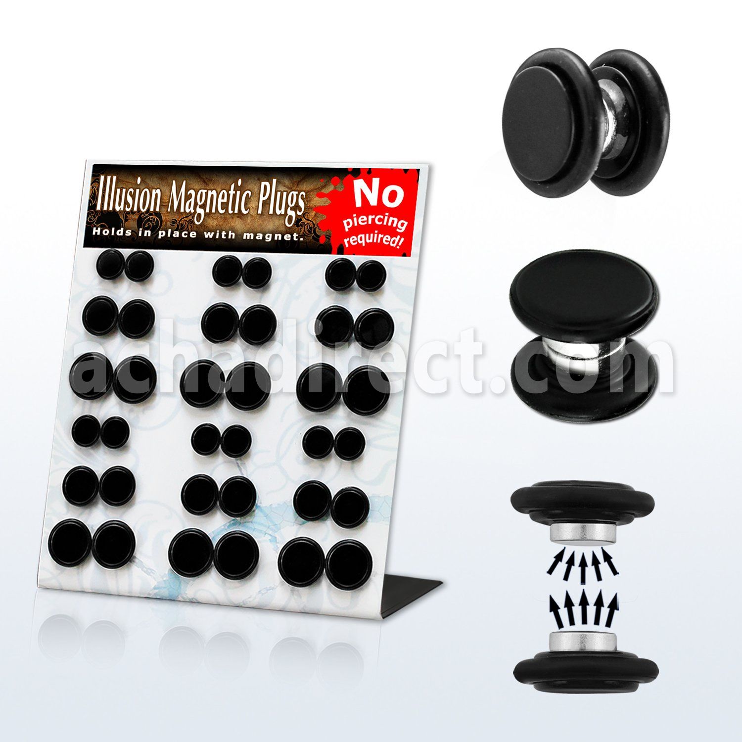 mgmpr2 board of black anodized steel magnetic plugs w o rings