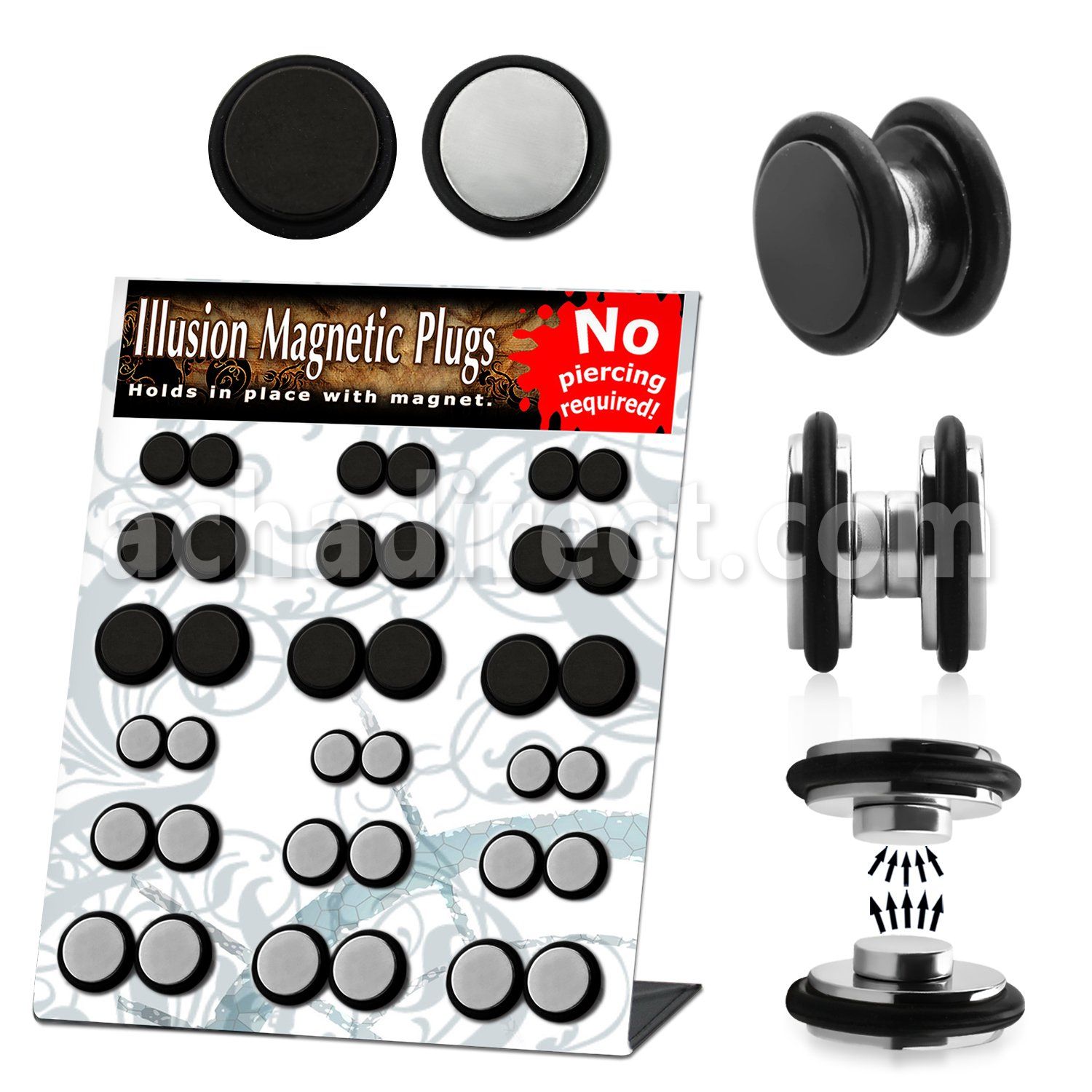 mgmpr polished black anodized steel magnetic plugs w o rings
