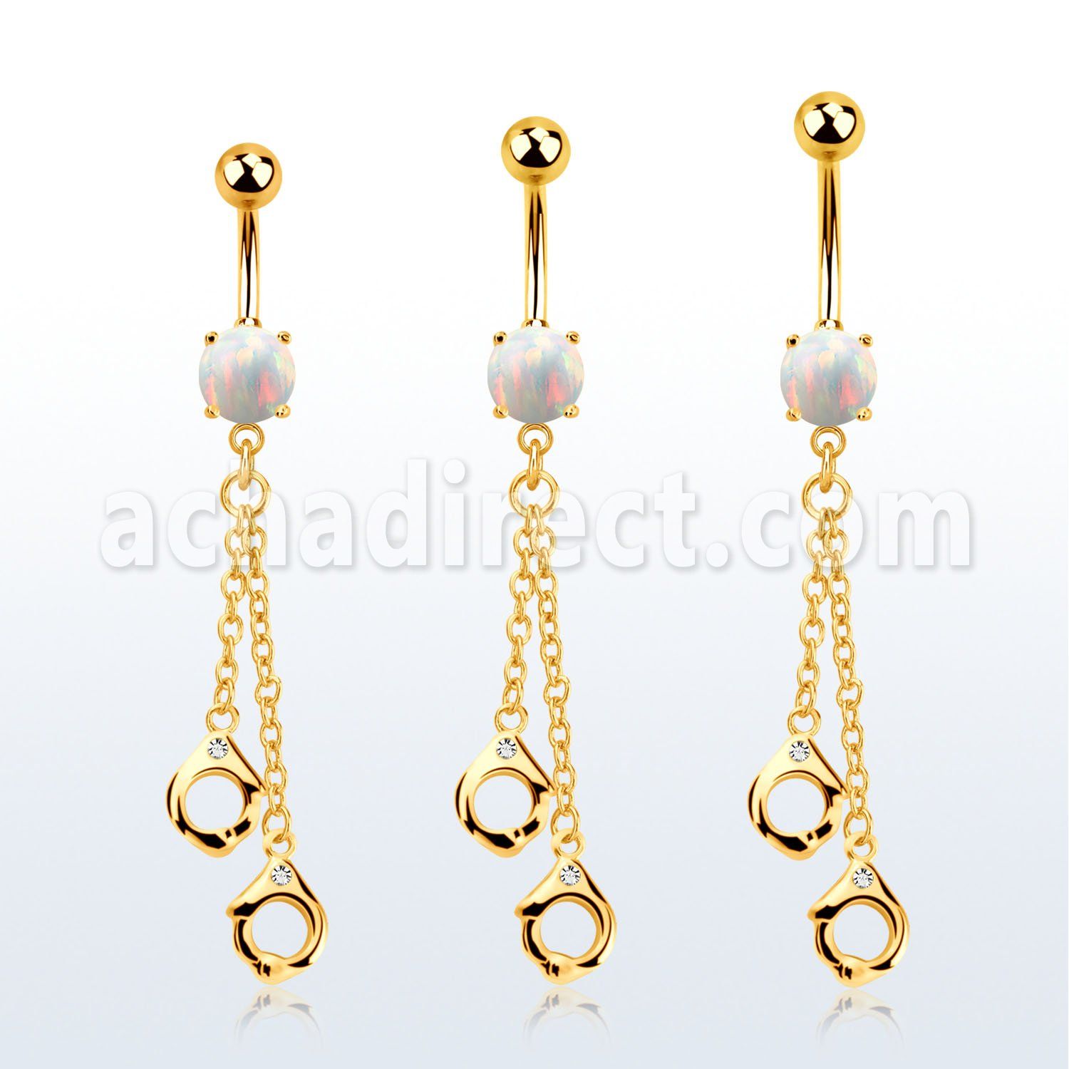 mgo652 gold steel belly banana w opal  hcuffs