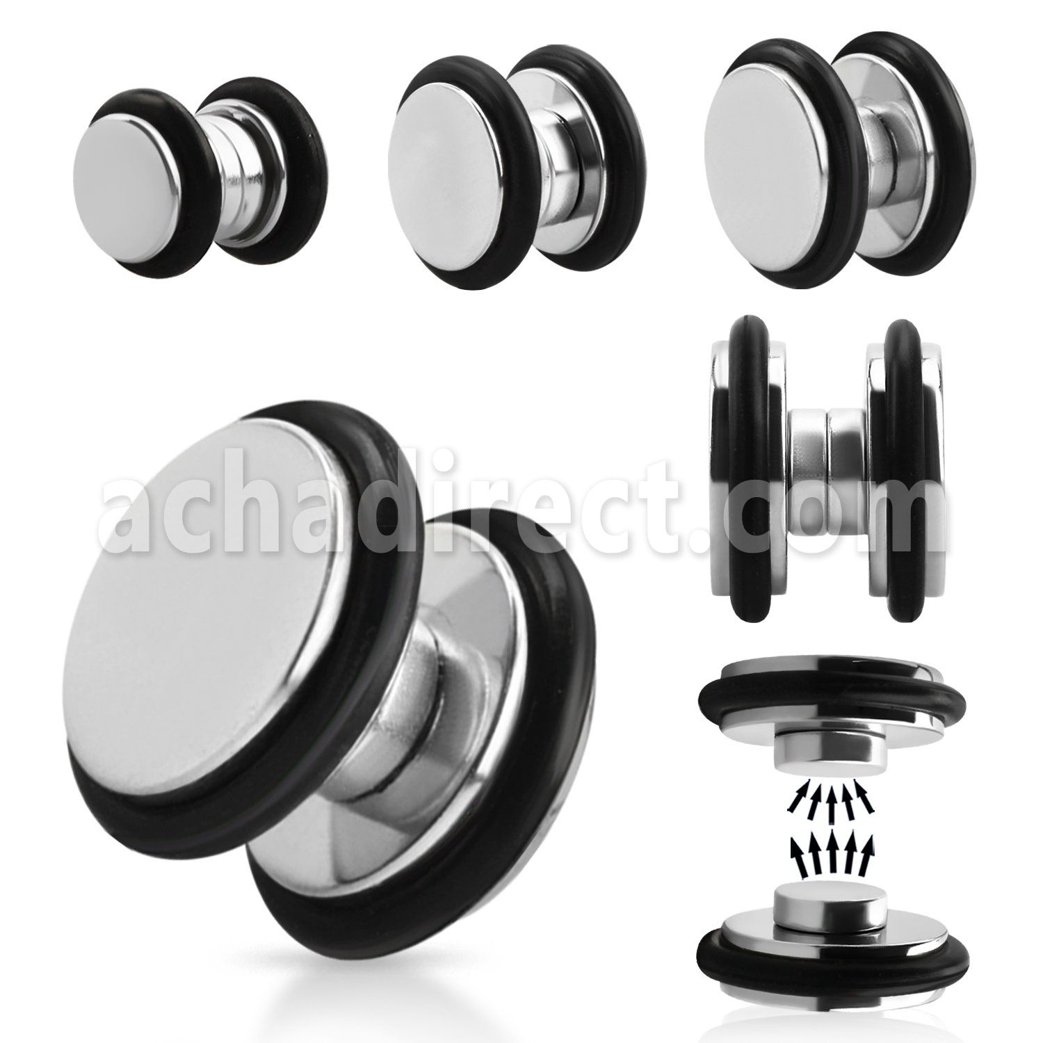 mpr high polished 316l steel magnetic fake plug with o rings