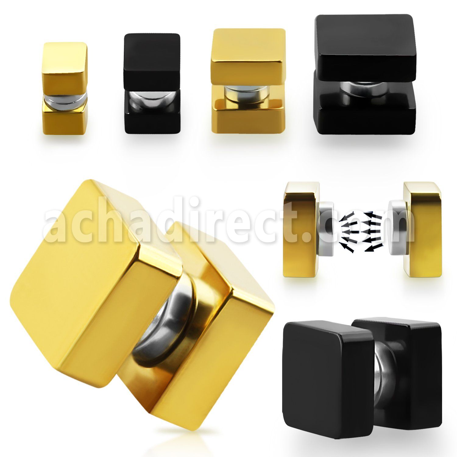 mptsq anodized 316l steel magnetic fake plug w square sides