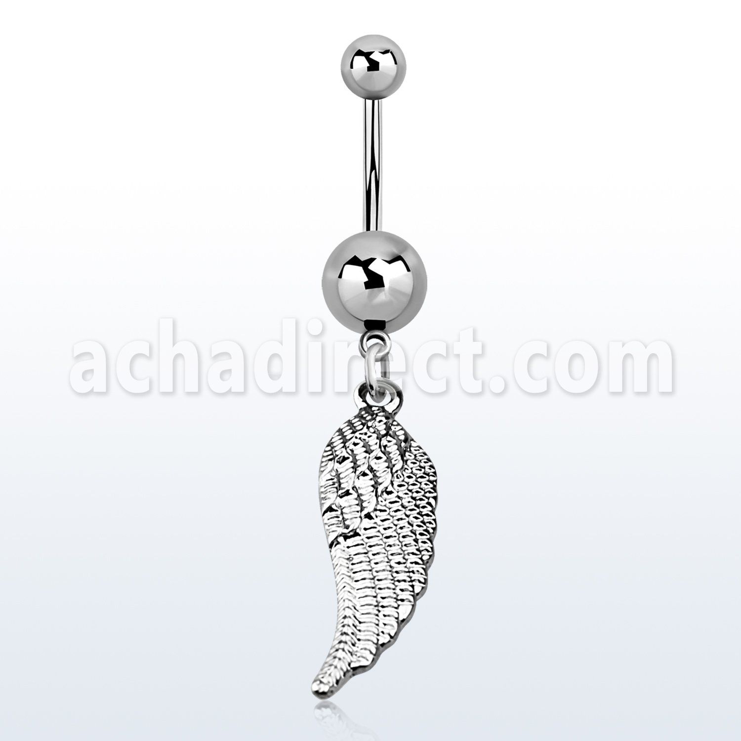 msd593 316l steel belly banana w a bird wing dangling
