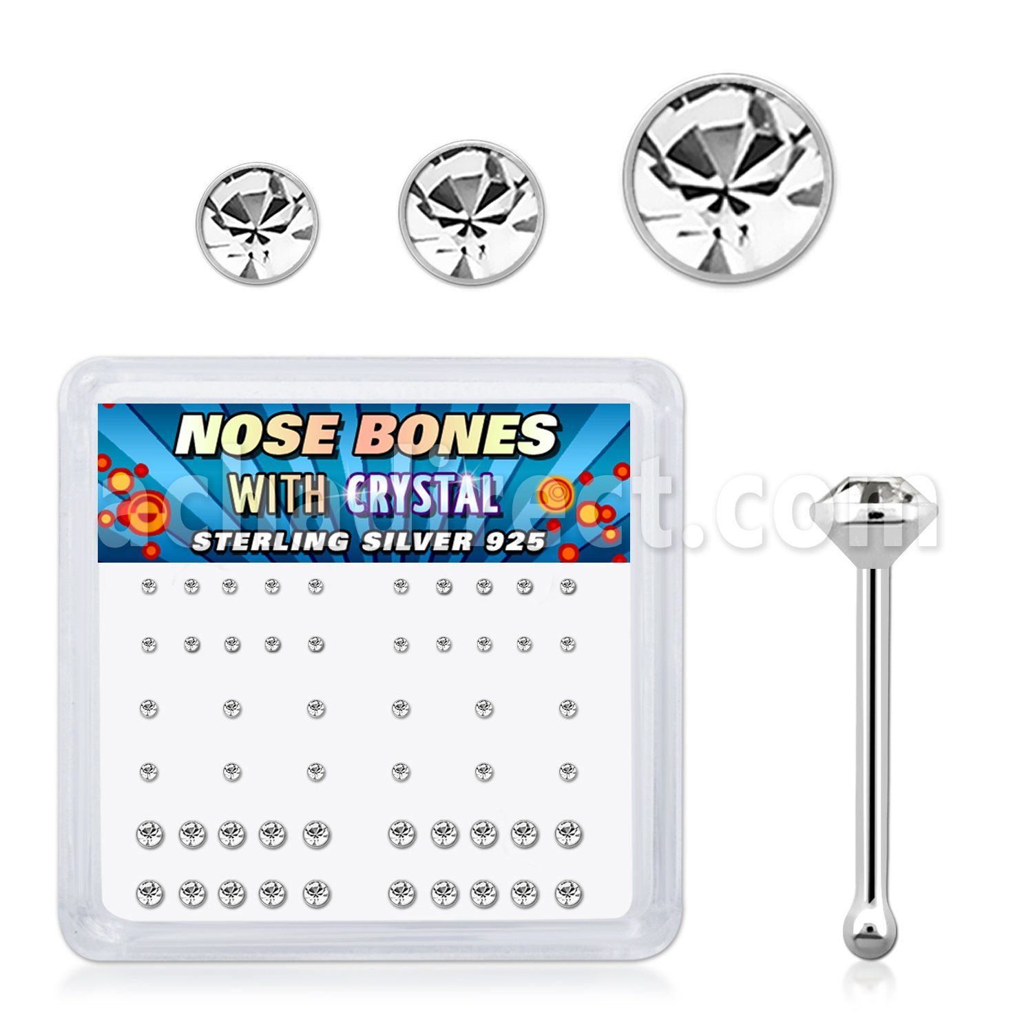 nbbxmc2 silver nose bones clear