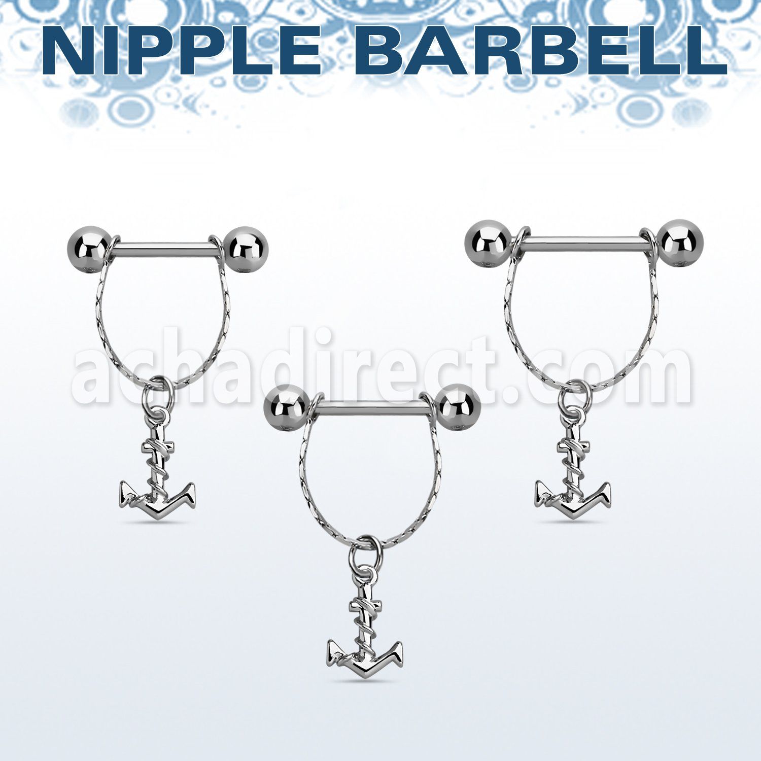 npdl7 steel nipple barbell w chain dangling anchor w rope 