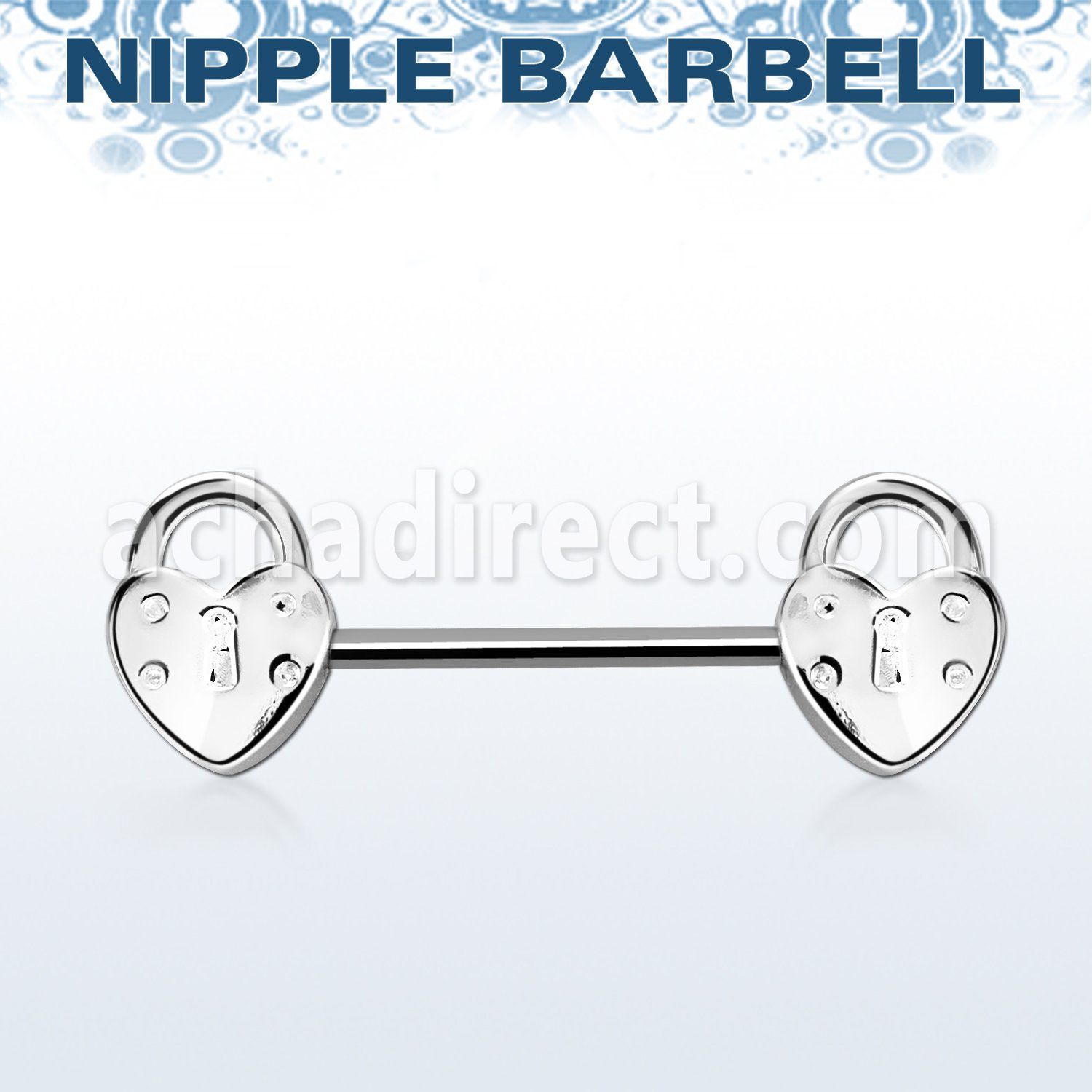 npsh9 316l steel nipple barbell with two locks