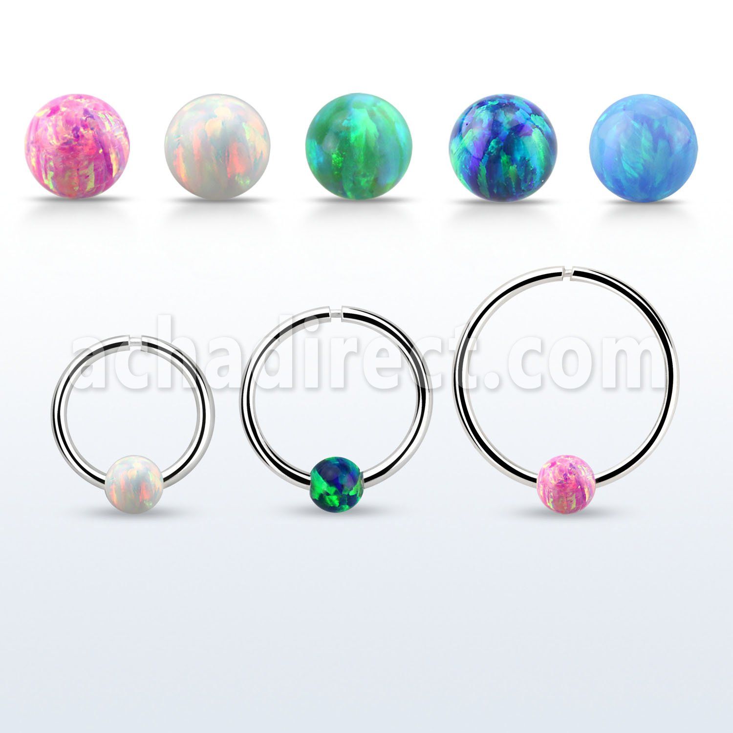 nr31o 925 silver seamless nose hoop, 18g w 3mm opal ball