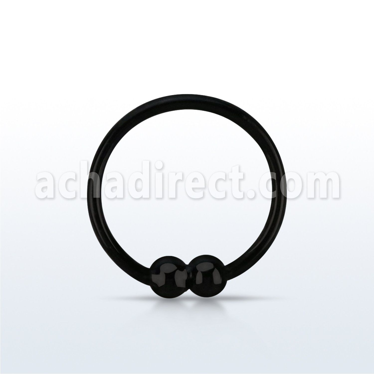 nr33p black silver nose hoop with double 2mm fixed balls