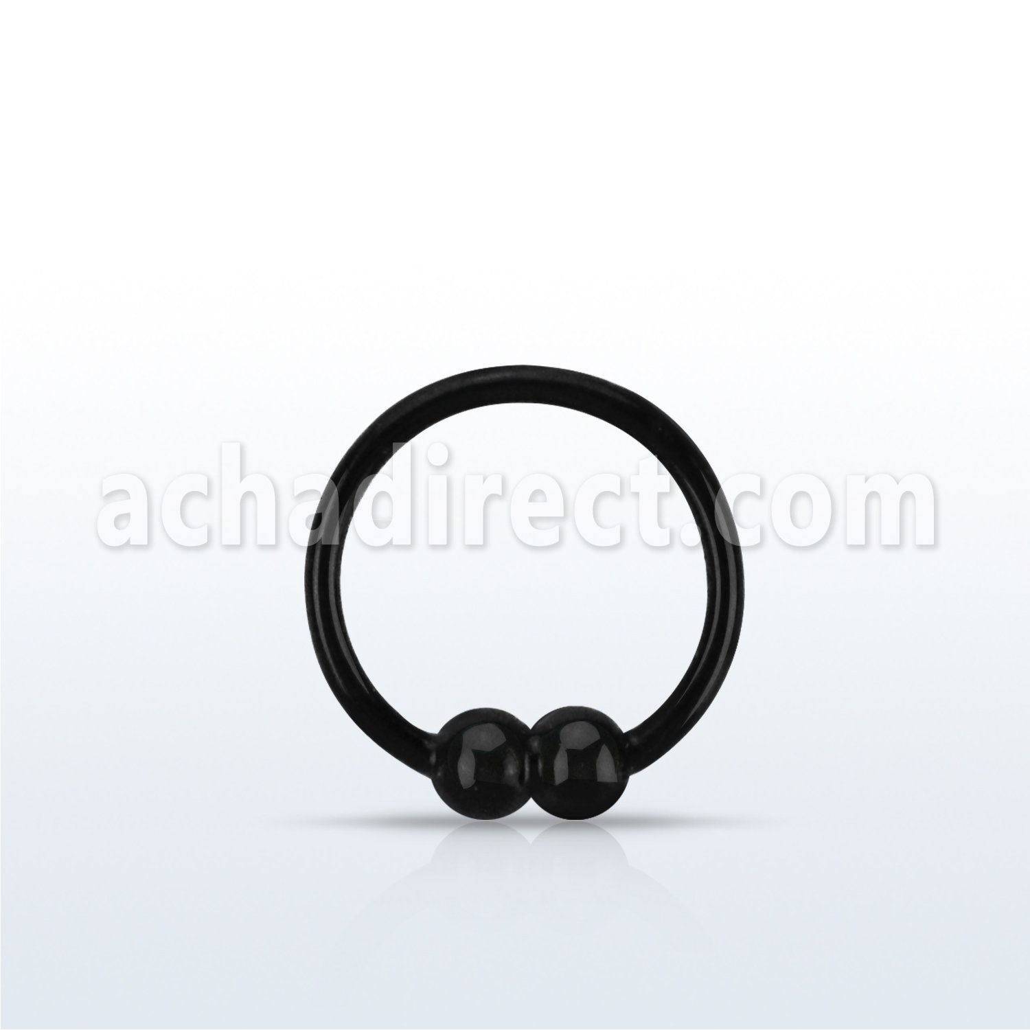 nrs33p black plated silver nose hoop with double 2mm balls