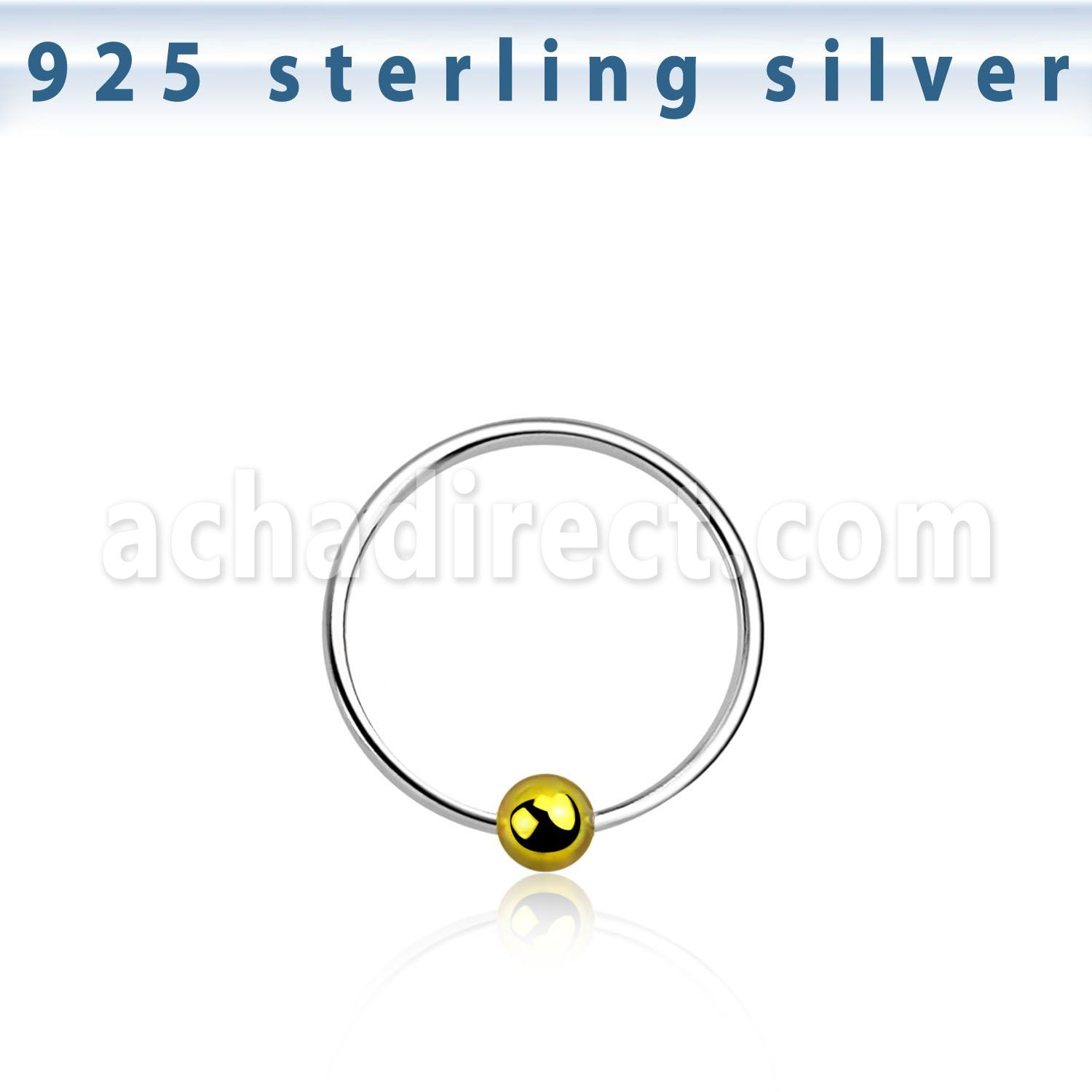 ns06gb silver nose hoop with gold plated ball diameter 10mm
