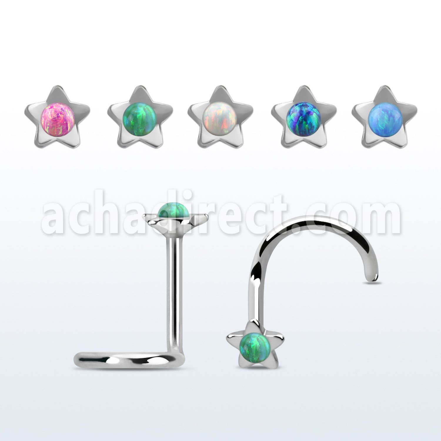 nscstop 316l steel nose screw w star top synthetic opal