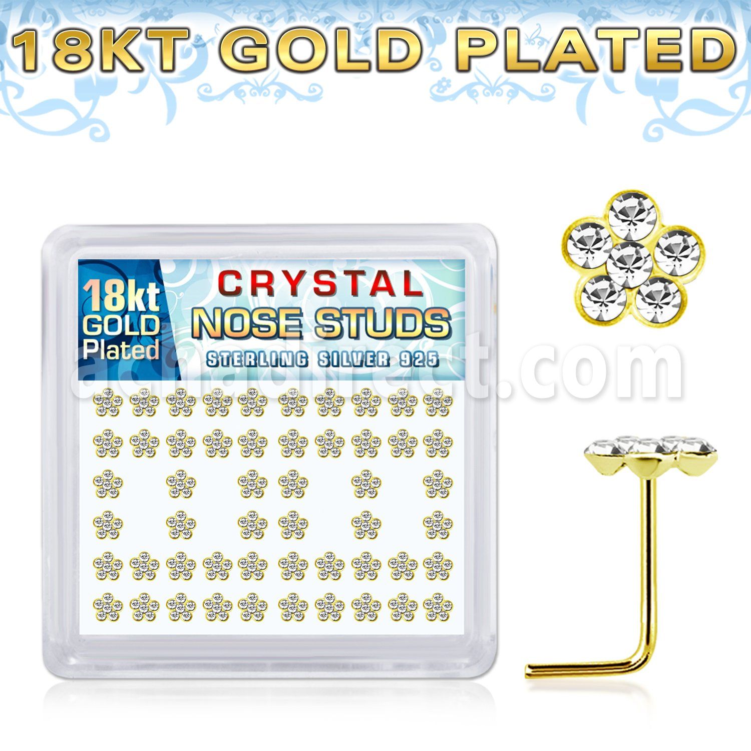 nsflbxcg 18k gold plated silver nose studs flower 52