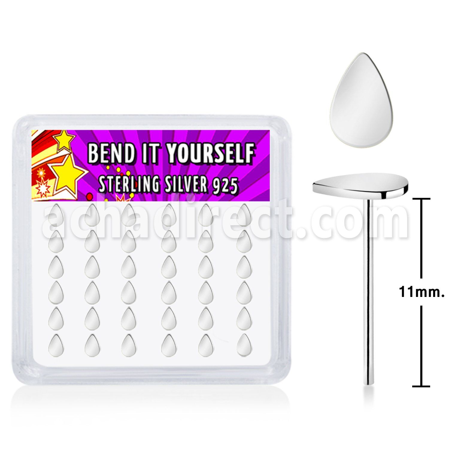 nyvdr36 925 sterling silver nose studs teardrop shaped tops