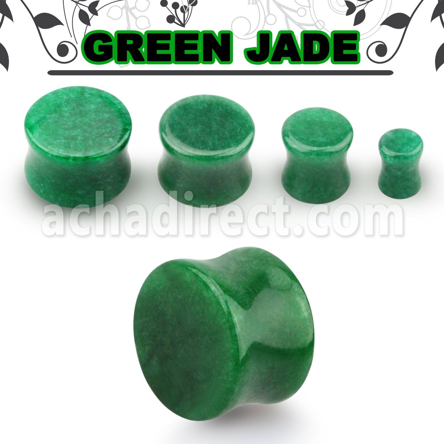 pgsaa real jade double flared stone plug size 3mm 16mm