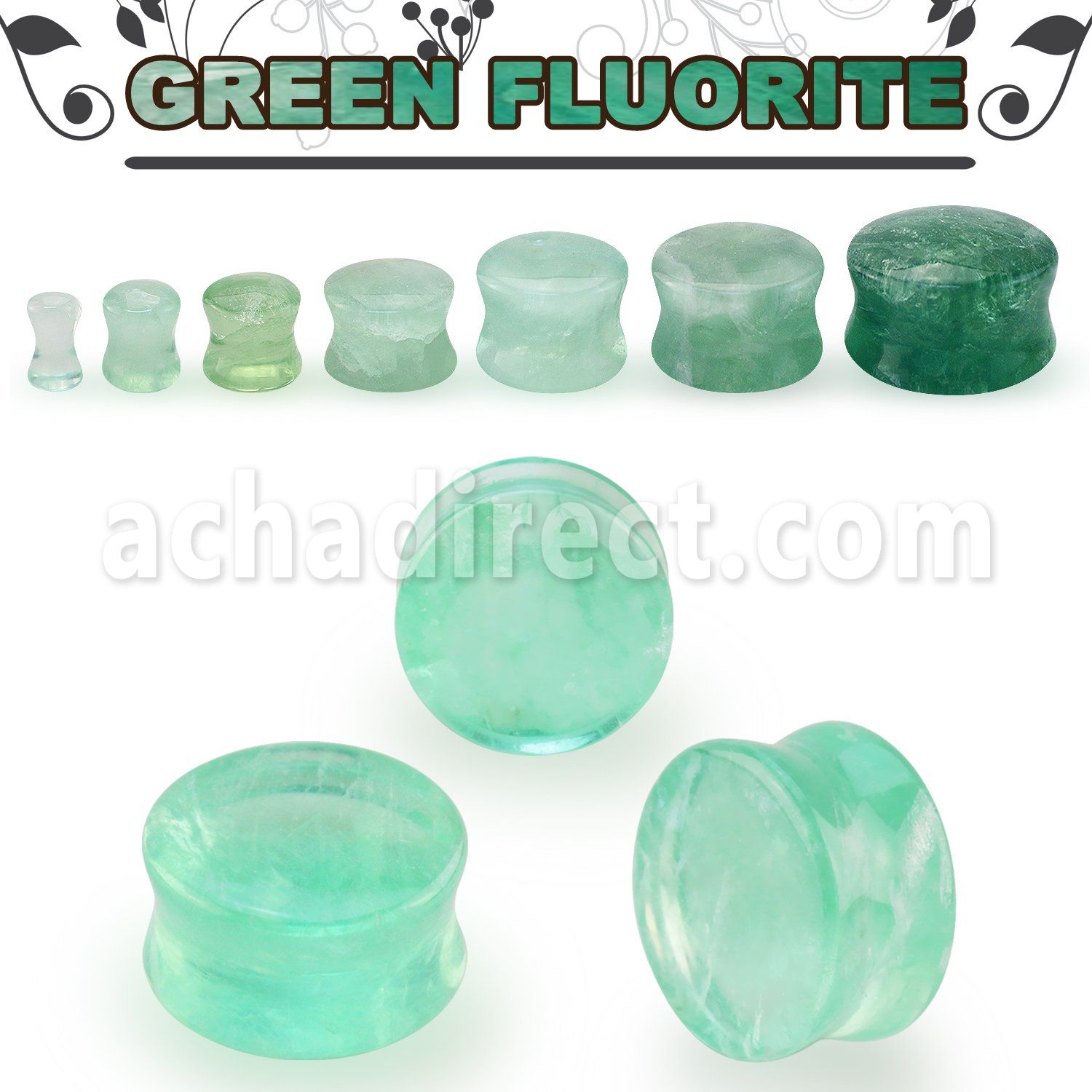 pgsqq green fluorite double flare stone plug