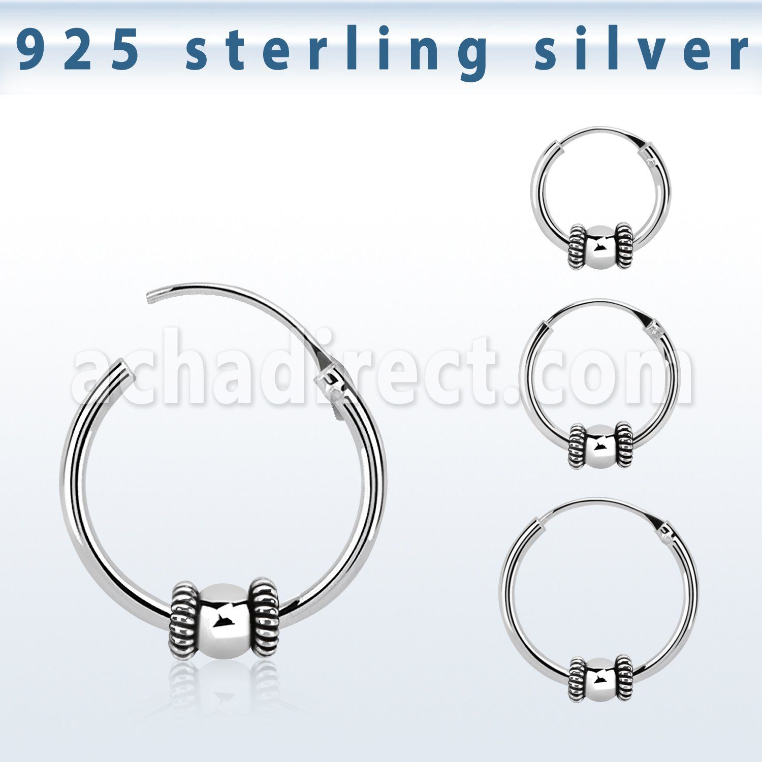 phoxe 925 silver balinese design black oxidized hoop earrings