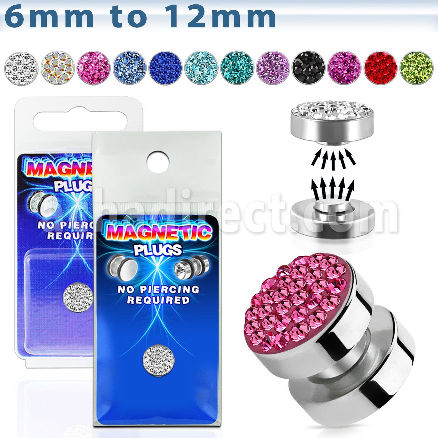 pkmp103 316l steel magnetic fake plug with ferido crystals
