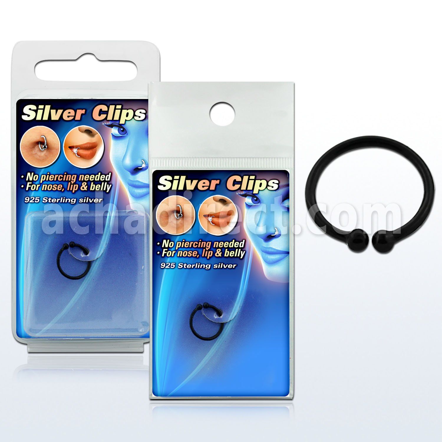 pksc4 non piercing black plated 925 sterling silver nose clip