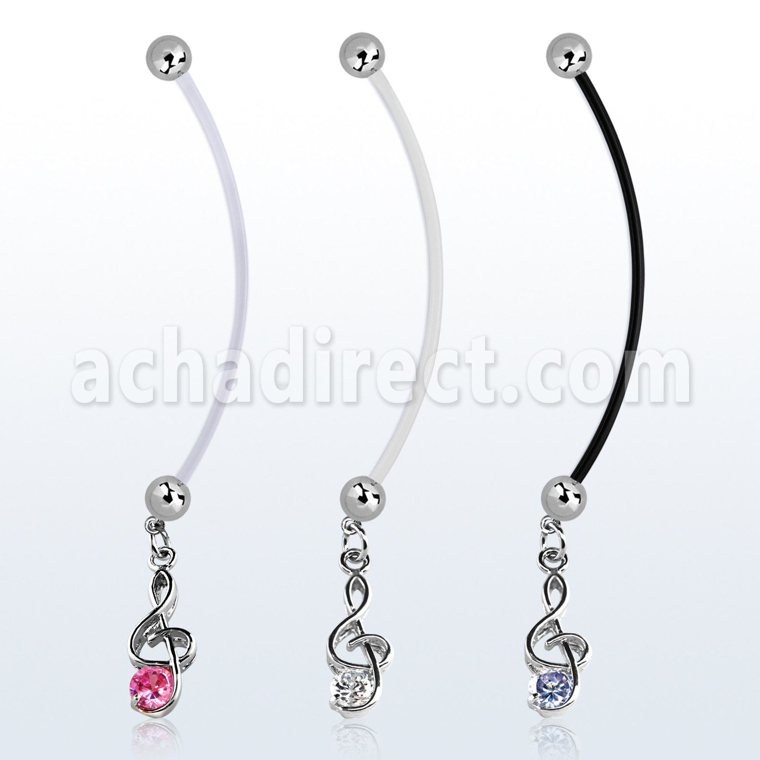 pndz370 pregnancy belly ring w dangling musical note w round cz