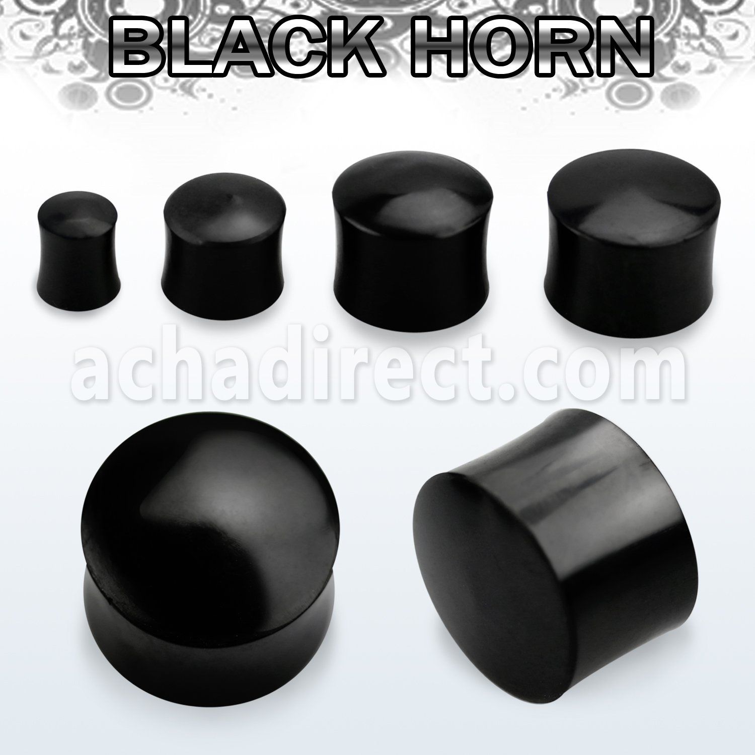 pwk black horn double flared solid plug size 3mm 25mm