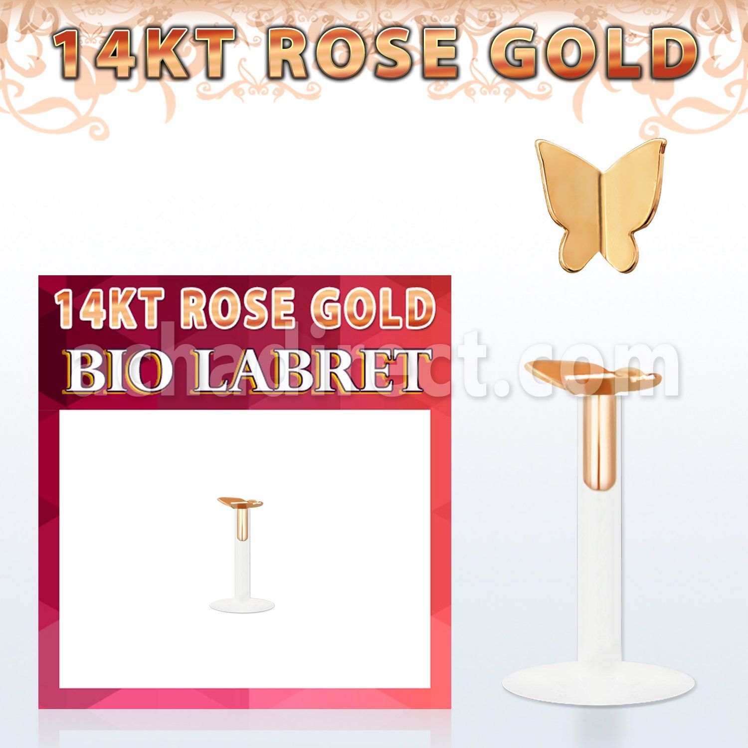 rbibt2 bio flex labret w 14kt rose gold modern butterfly top