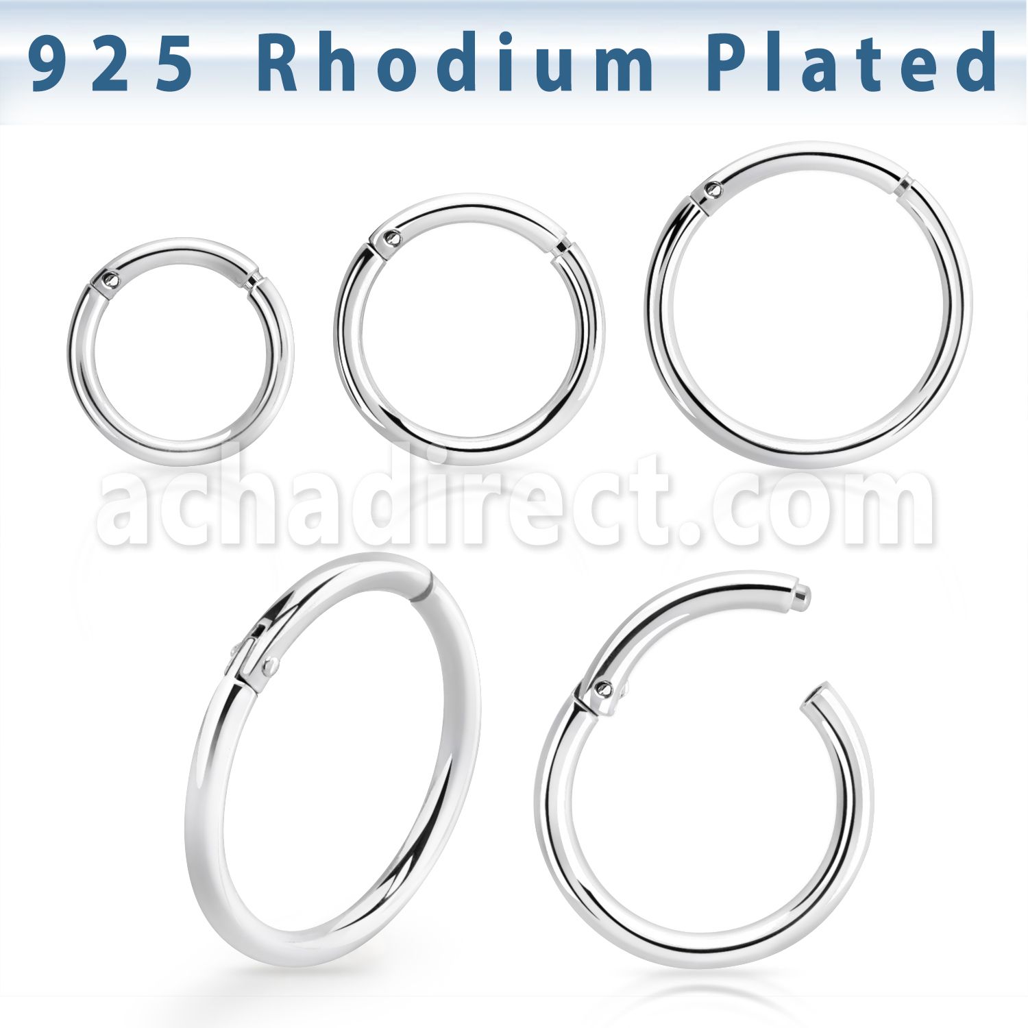 rhsegh18 rhodium plated silver hinged segment ring 18g